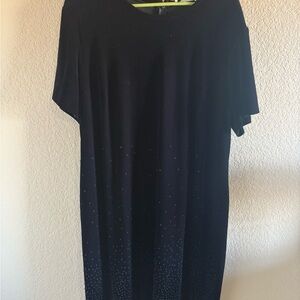 Elegant Black Vintage Velvet Midi Dress with bead details on the bottom